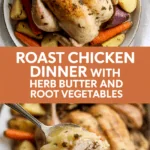 Roast Chicken Dinner with Herb Butter and Root Vegetables