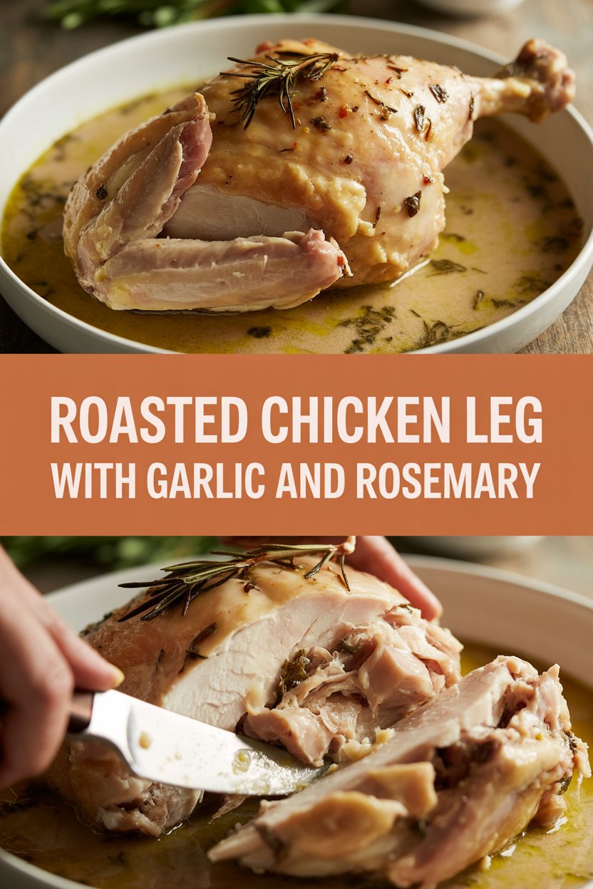Roasted chicken leg with garlic and rosemary