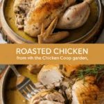 Roasted chicken with herbs from the chicken coop garden