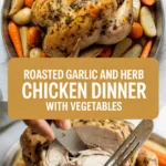 Roasted garlic and herb chicken dinner with vegetables