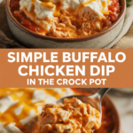 Simple buffalo chicken dip in the crock pot