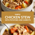 Simple chicken drawing stew with potatoes and carrots Simple chicken drawing stew with potatoes and carrots