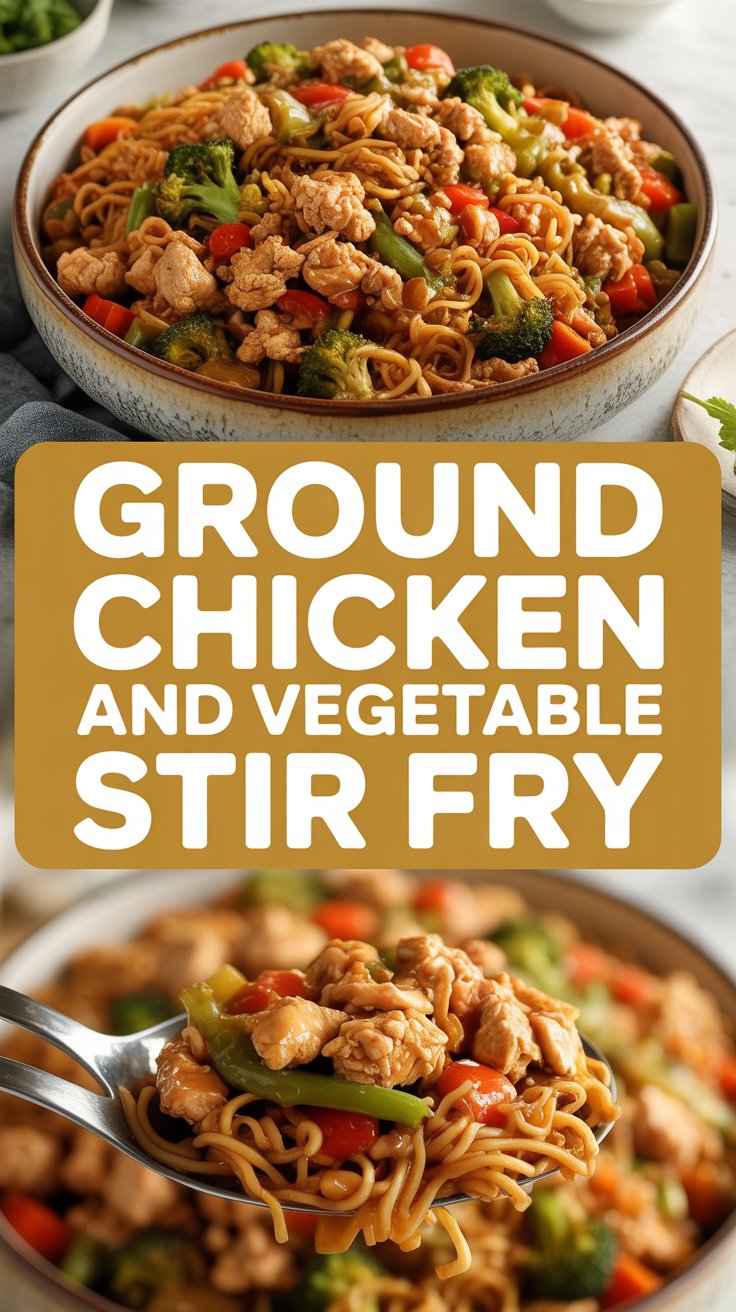 Ground chicken and vegetable stir fry