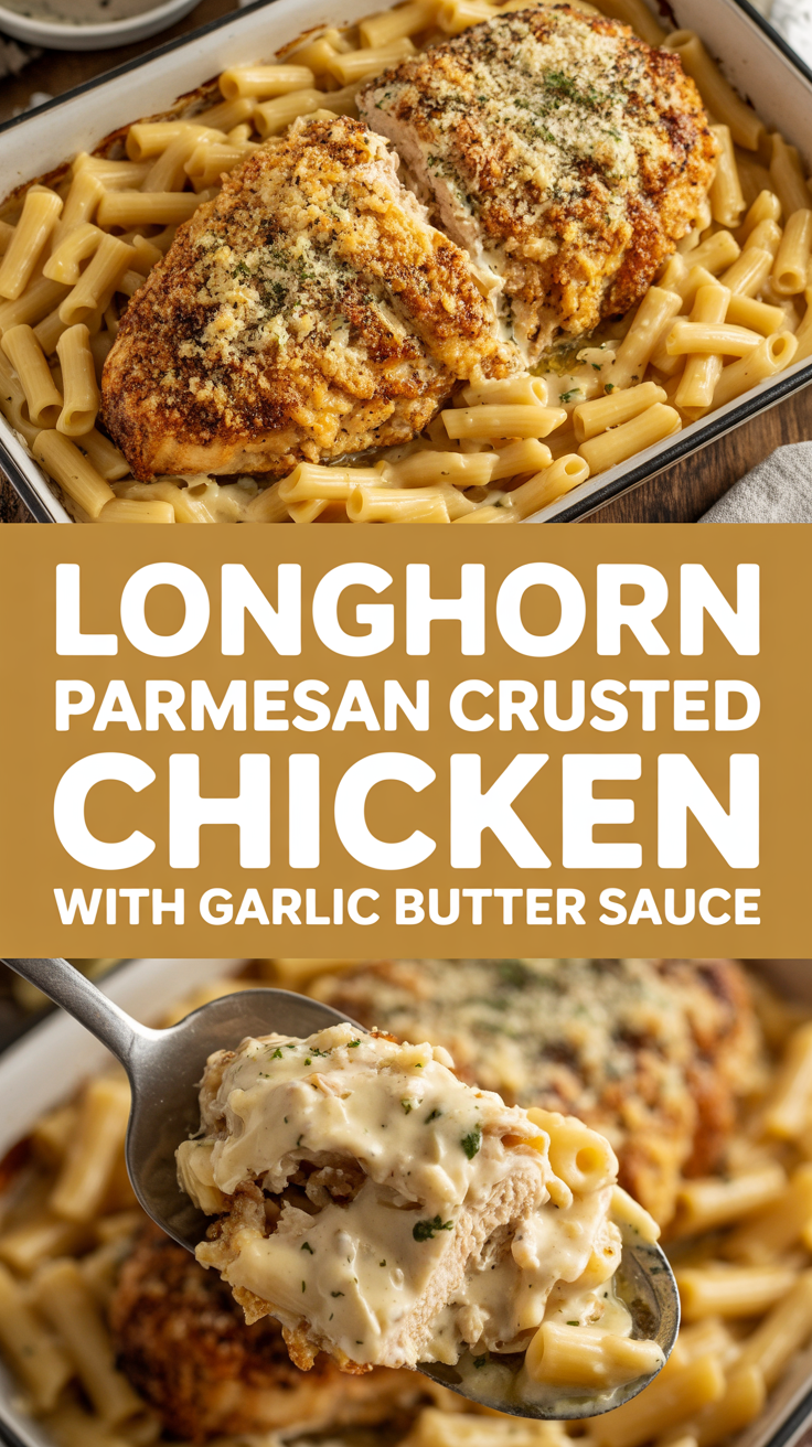 Longhorn Parmesan Crusted Chicken with Garlic Butter Sauce