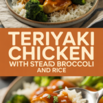 Teriyaki chicken with steamed broccoli and rice