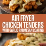 Air fryer chicken tenders with garlic Parmesan coating
