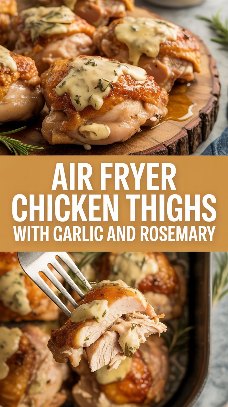 Air fryer chicken thighs with garlic and rosemary