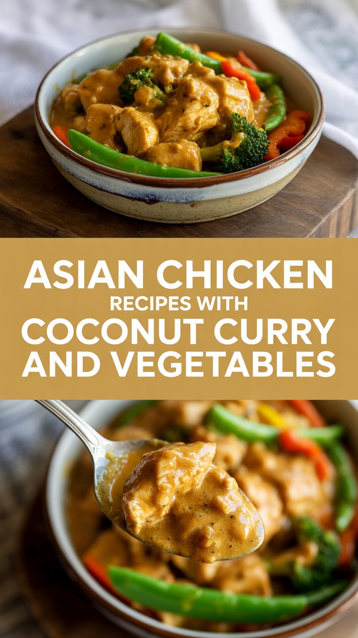 Asian chicken recipes with coconut curry and vegetables