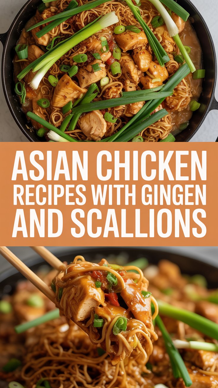 Asian chicken recipes with ginger and scallions stir-fry