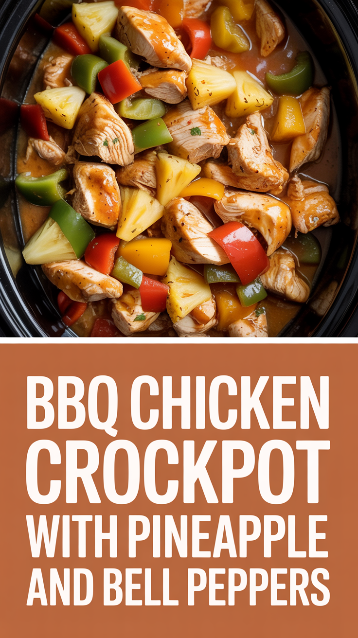 BBQ Chicken Crockpot with Pineapple and Bell Peppers