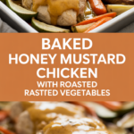 Baked honey mustard chicken with roasted vegetables