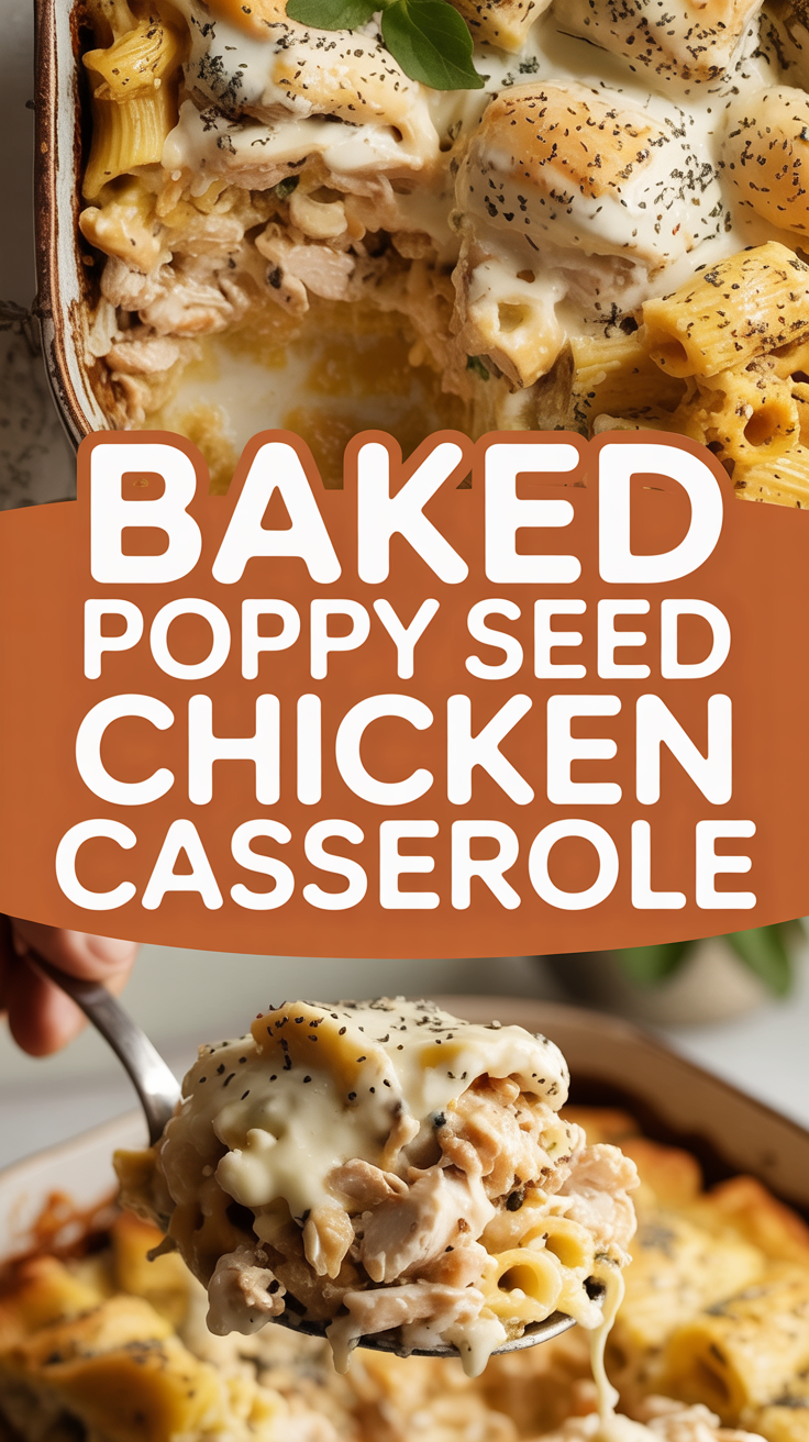 Baked poppy seed chicken casserole with cream cheese