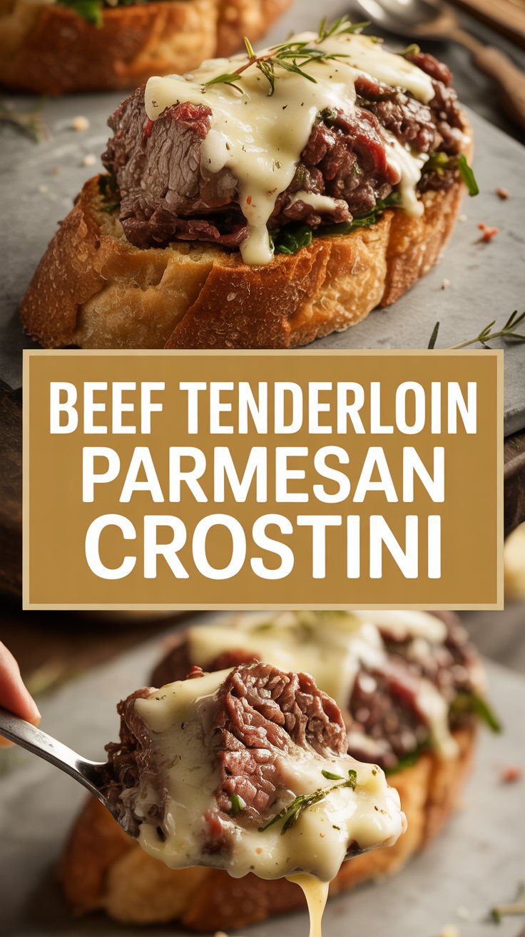 Beef Tenderloin Parmesan Crostini