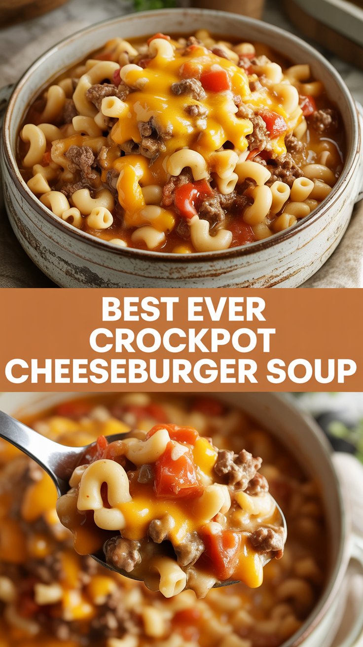 Best Ever Crockpot Cheeseburger Soup