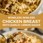 Boneless skinless chicken breast with garlic lemon sauce