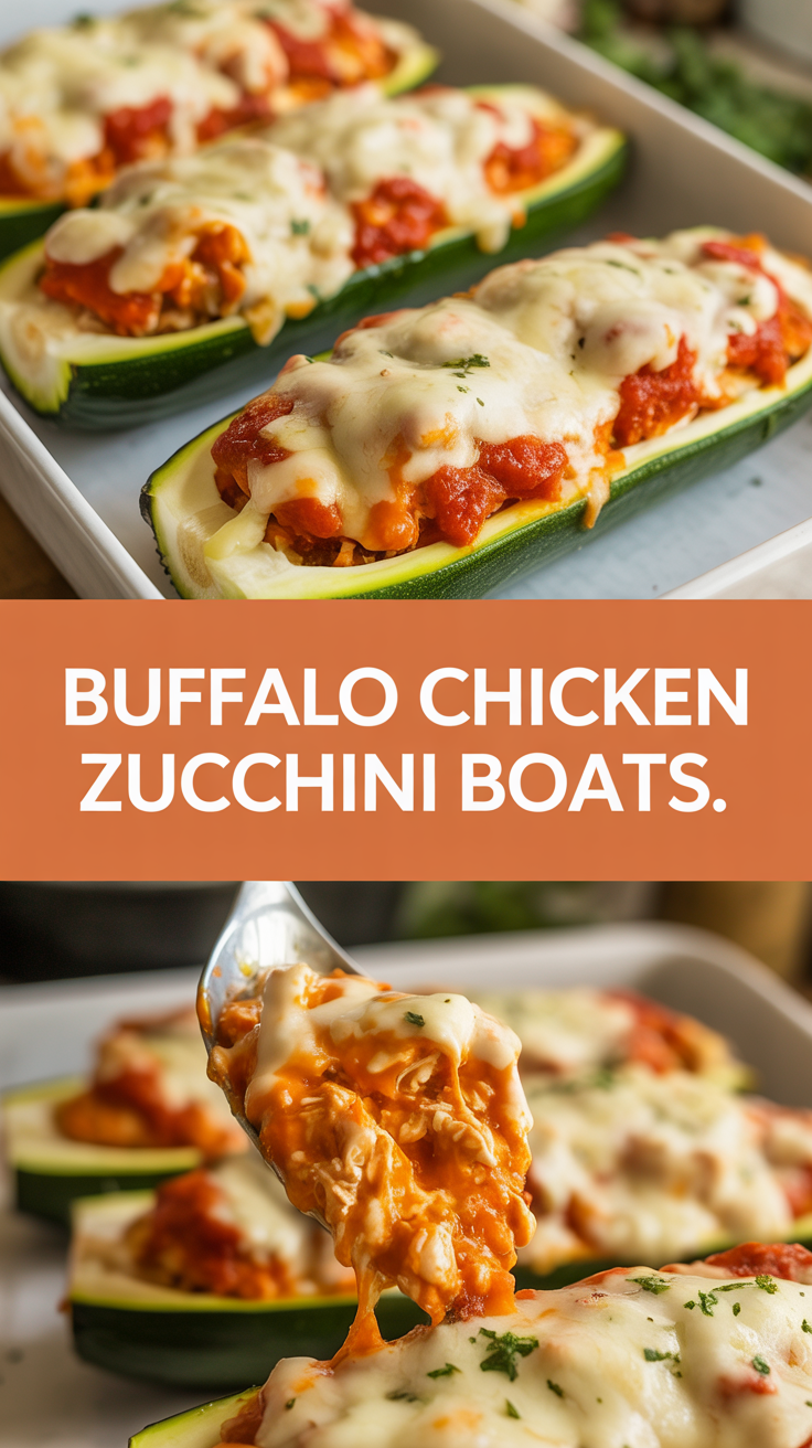 Buffalo Chicken Zucchini Boats