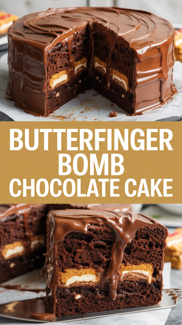 Butterfinger Bomb Chocolate Cake