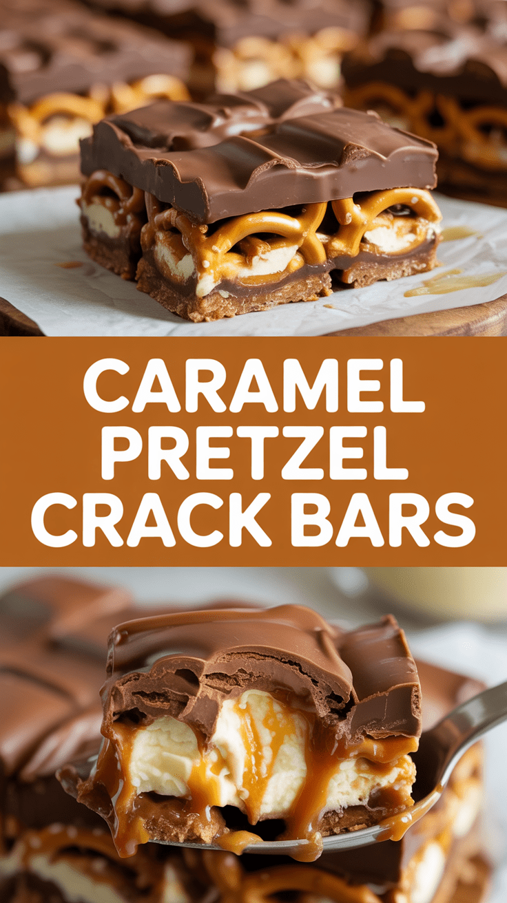 Caramel Pretzel Crack Bars