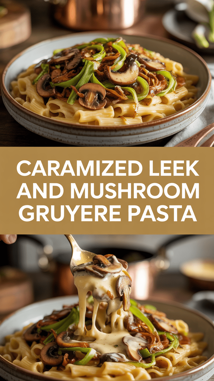 Caramelized Leek And Mushroom Gruyere Pasta