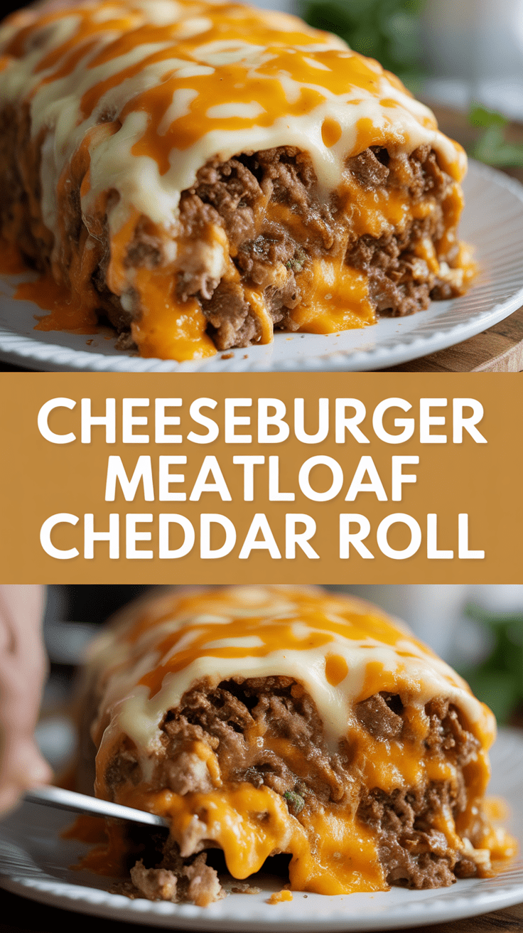 Cheeseburger Meatloaf Cheddar Roll