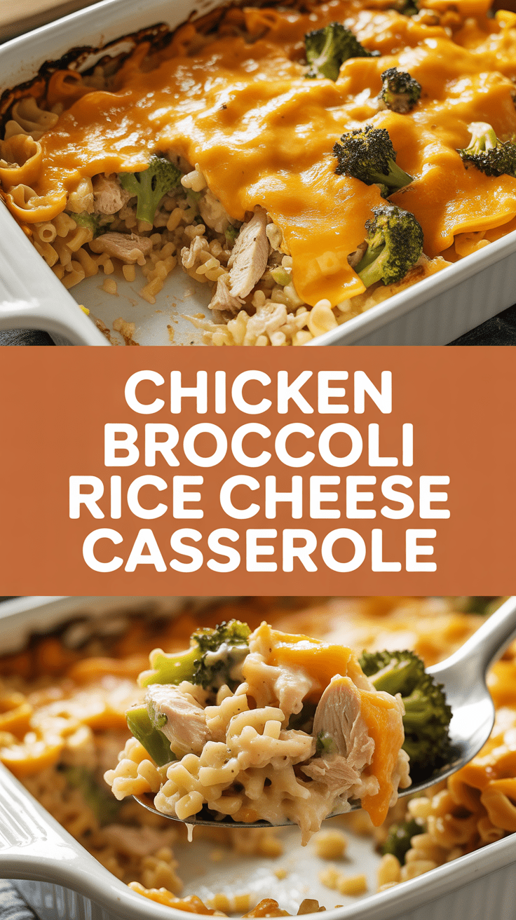 Chicken Broccoli Rice Cheese Casserole with Creamy Sauce