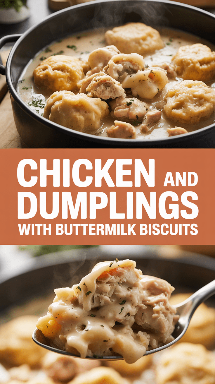 Chicken and Dumplings with Buttermilk Biscuits