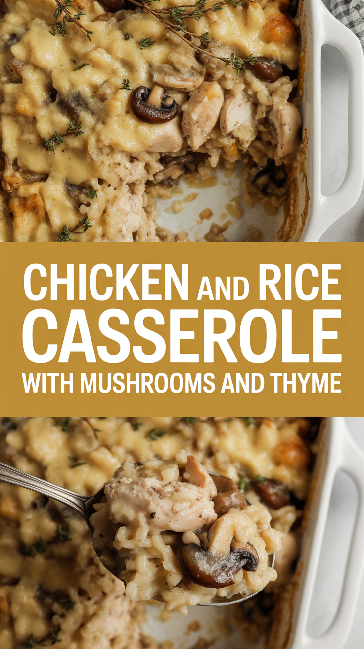 Chicken and Rice Casserole with Mushrooms and Thyme