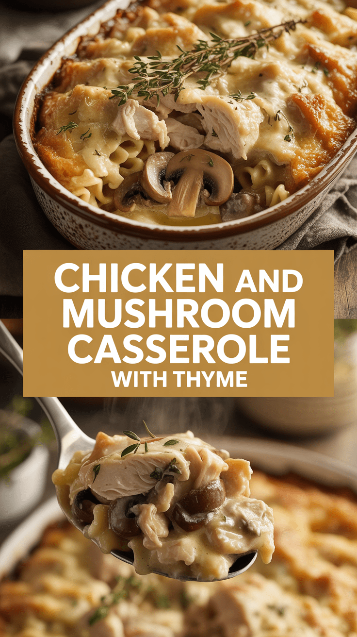 Chicken and mushroom casserole with thyme