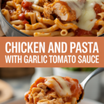 Chicken and pasta with garlic tomato sauce