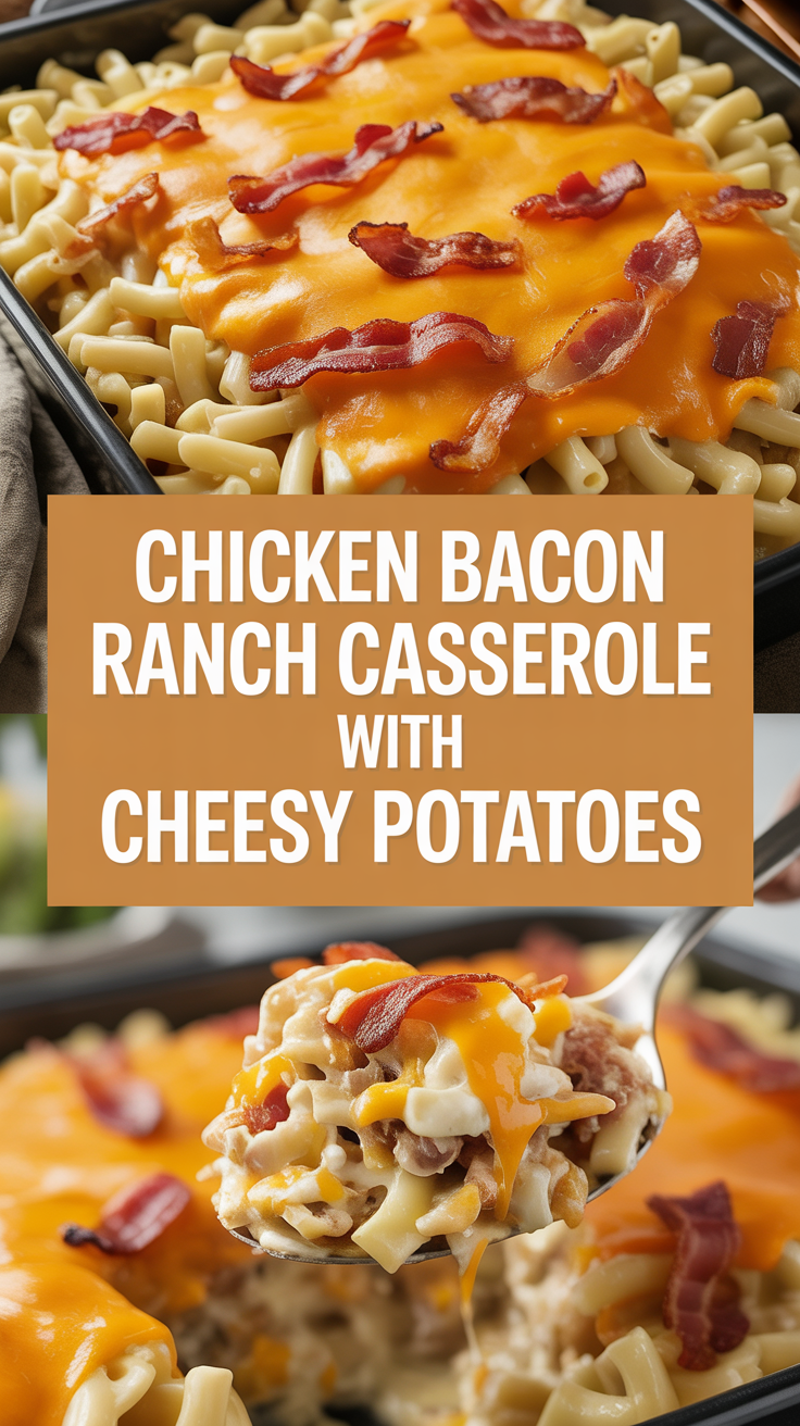 Chicken bacon ranch casserole with cheesy potatoes