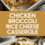 Chicken broccoli rice cheese casserole with creamy mushroom sauce Chicken broccoli rice cheese casserole with creamy mushroom sauce