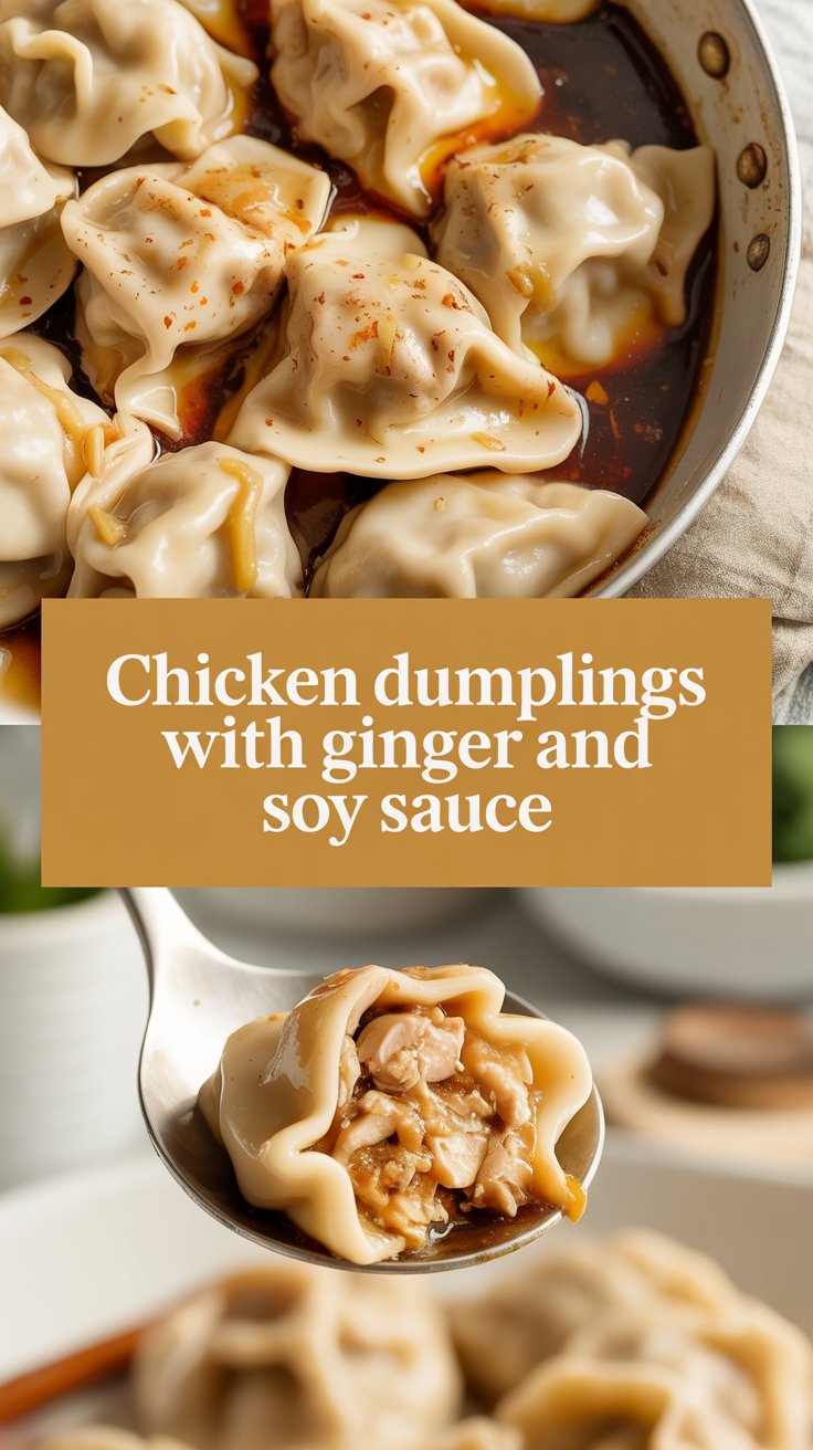 Chicken dumplings with ginger and soy sauce