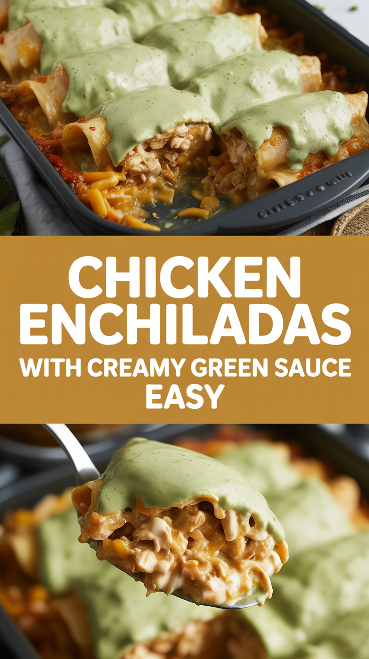 Chicken enchiladas with creamy green sauce easy