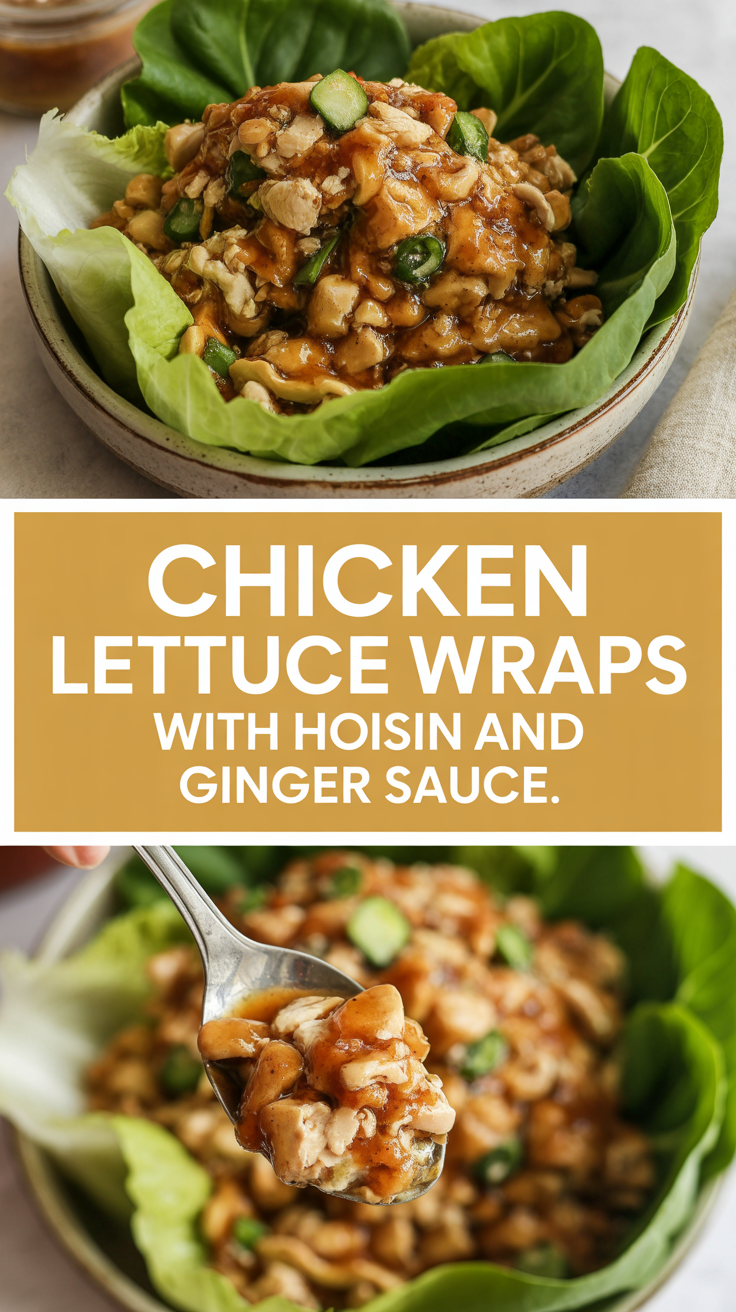 Chicken lettuce wraps with hoisin and ginger sauce