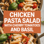 Chicken pasta salad with cherry tomatoes and basil Chicken pasta salad with cherry tomatoes and basil