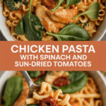 Chicken pasta with spinach and sun-dried tomatoes