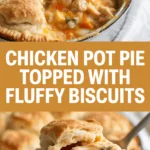 Chicken pot pie topped with fluffy biscuits Chicken pot pie topped with fluffy biscuits