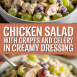 Chicken salad with grapes and celery in creamy dressing