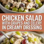 Chicken salad with grapes and celery in creamy dressing