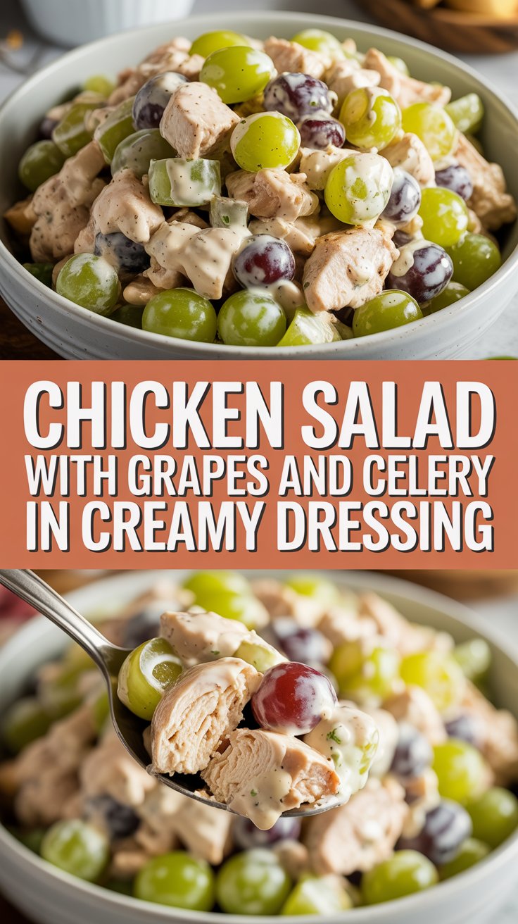 Chicken salad with grapes and celery in creamy dressing