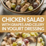 Chicken salad with grapes and celery in yogurt dressing