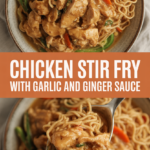Chicken stir fry with garlic and ginger sauce Chicken stir fry with garlic and ginger sauce