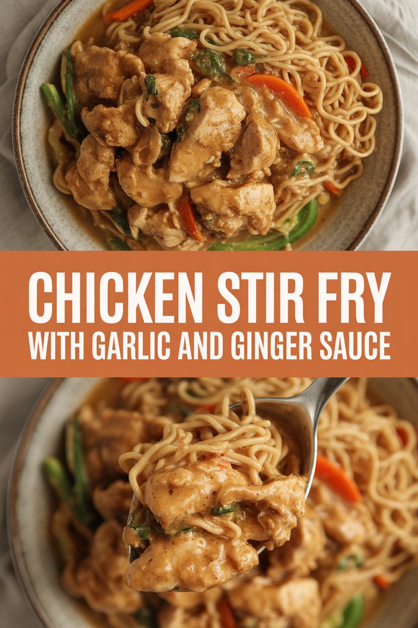 Chicken stir fry with garlic and ginger sauce