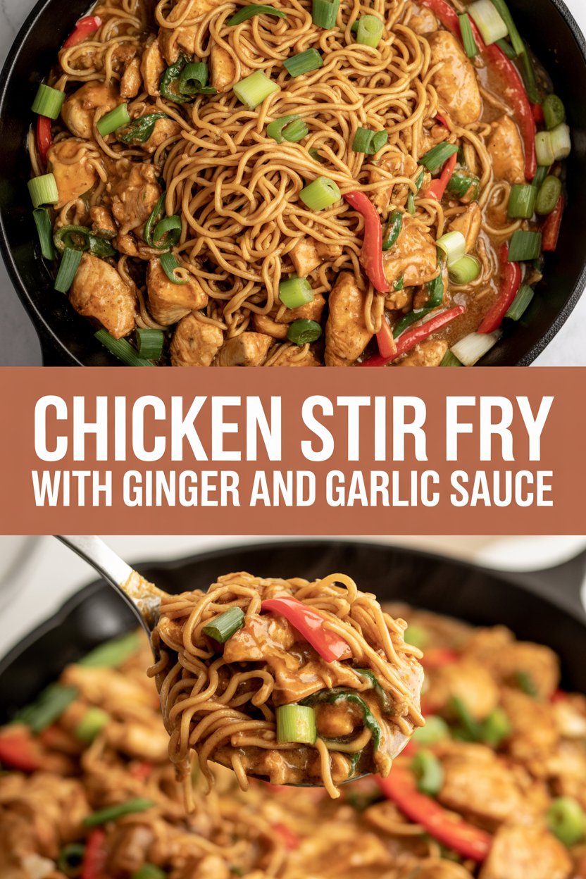 Chicken stir fry with ginger and garlic sauce