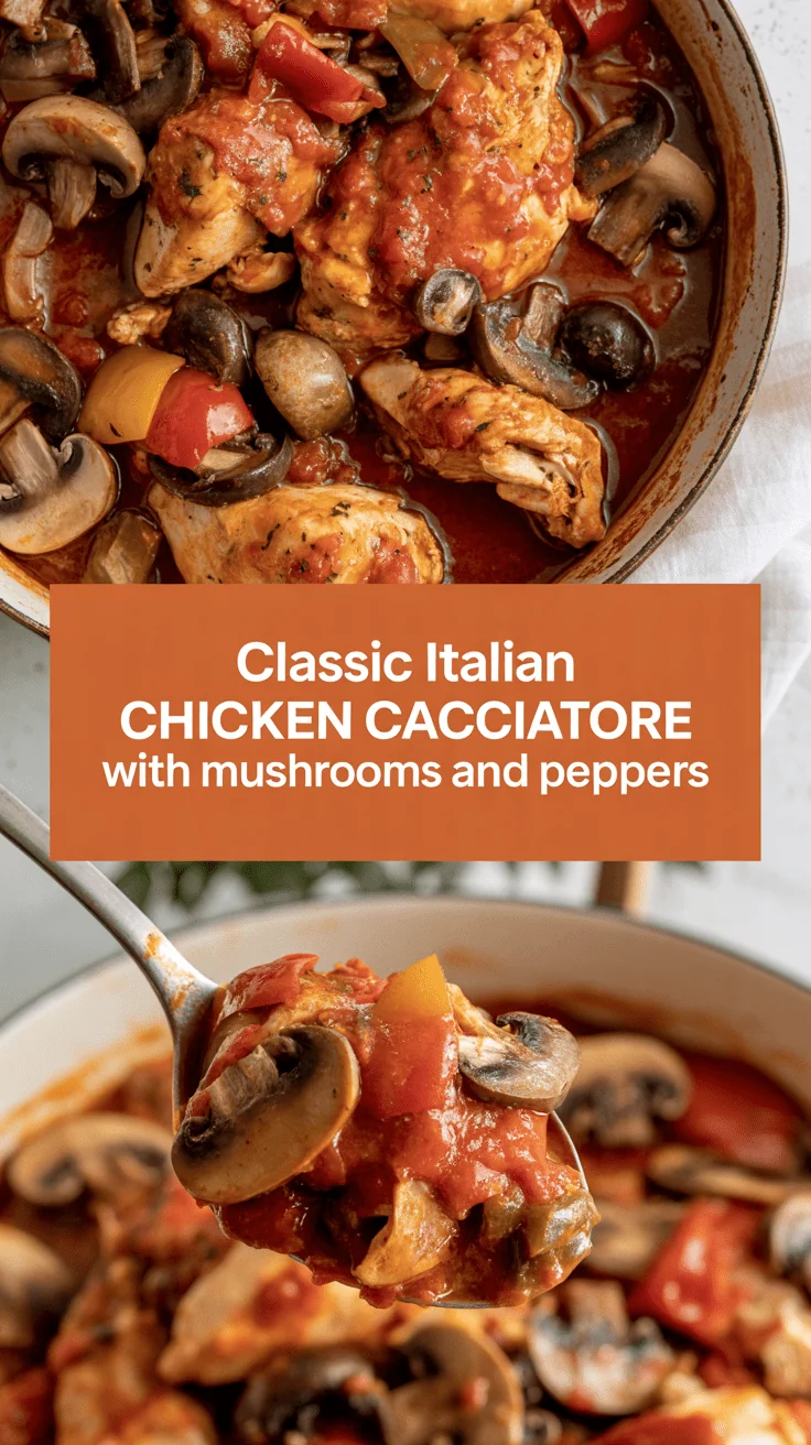 Classic Italian Chicken Cacciatore with Mushrooms and Peppers