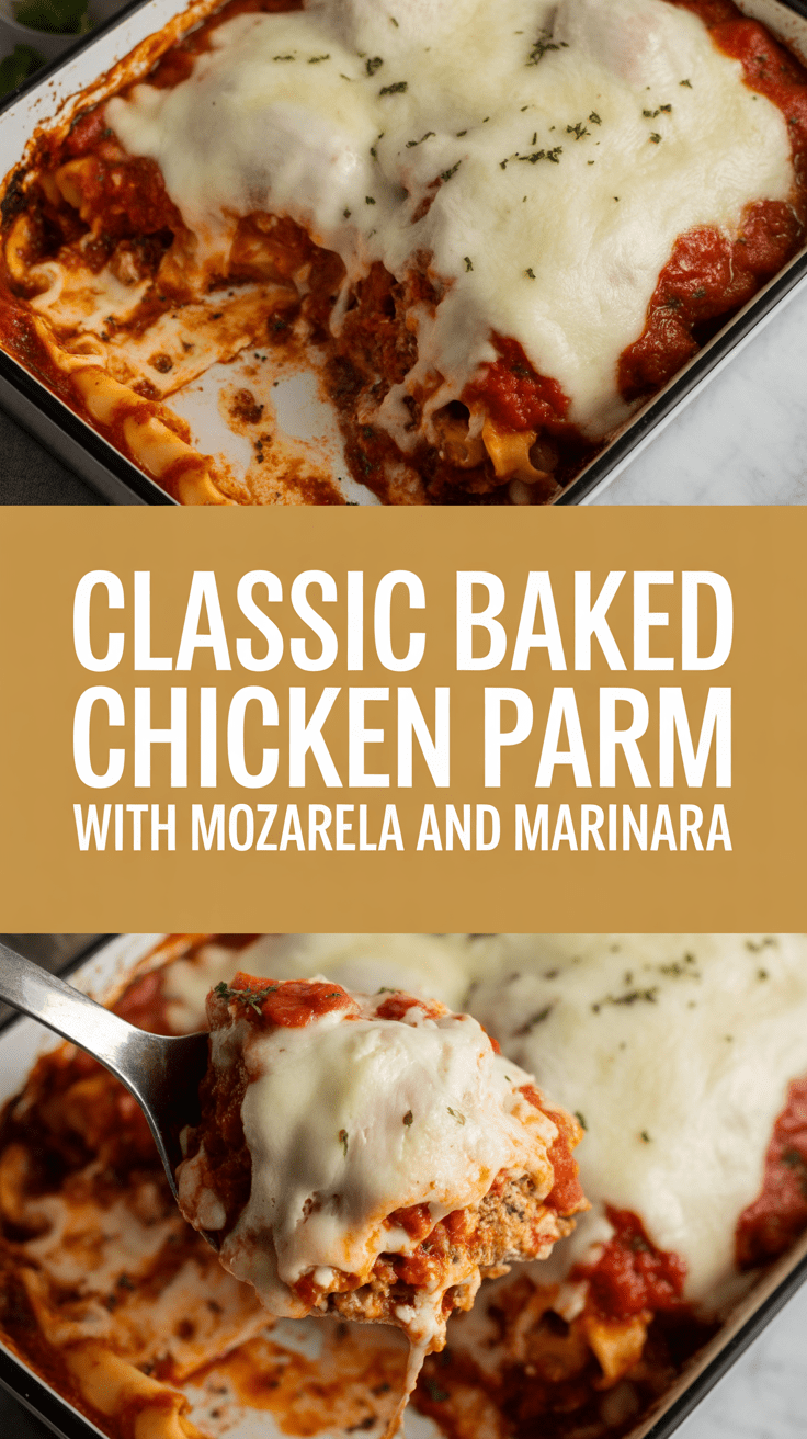 Classic baked chicken parm with mozzarella and marinara