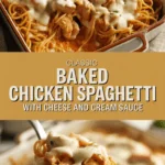 Classic baked chicken spaghetti with cheese and cream sauce Classic baked chicken spaghetti with cheese and cream sauce