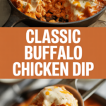 Classic buffalo chicken dip with cream cheese and cheddar