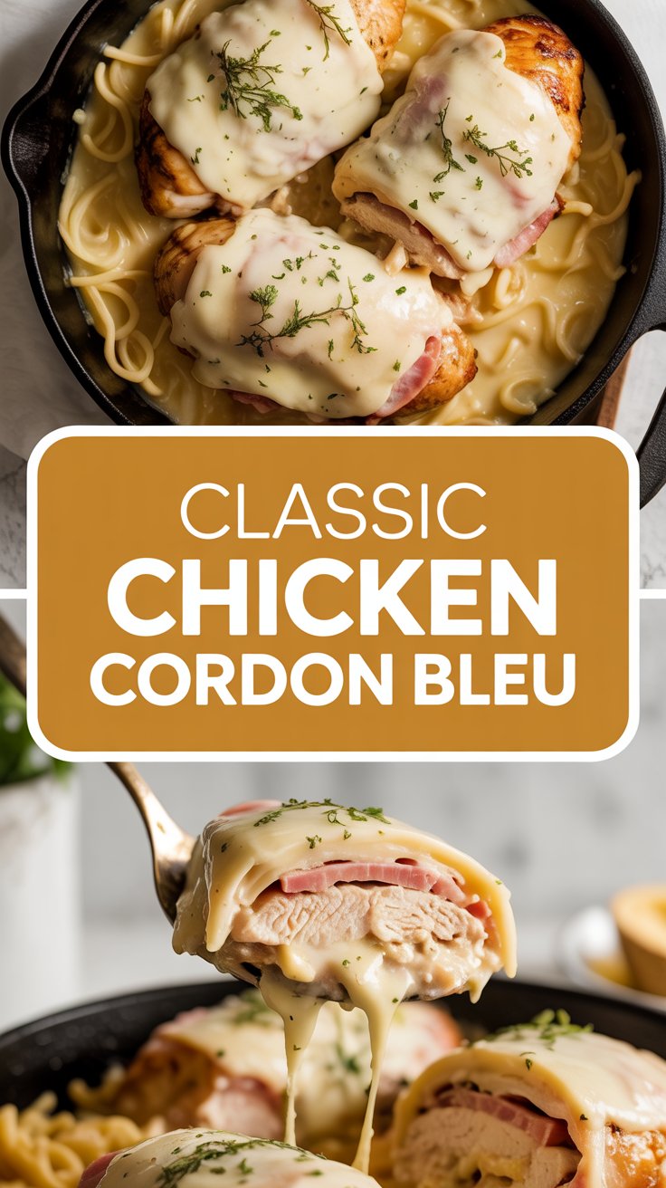 Classic chicken cordon bleu with Dijon mustard sauce