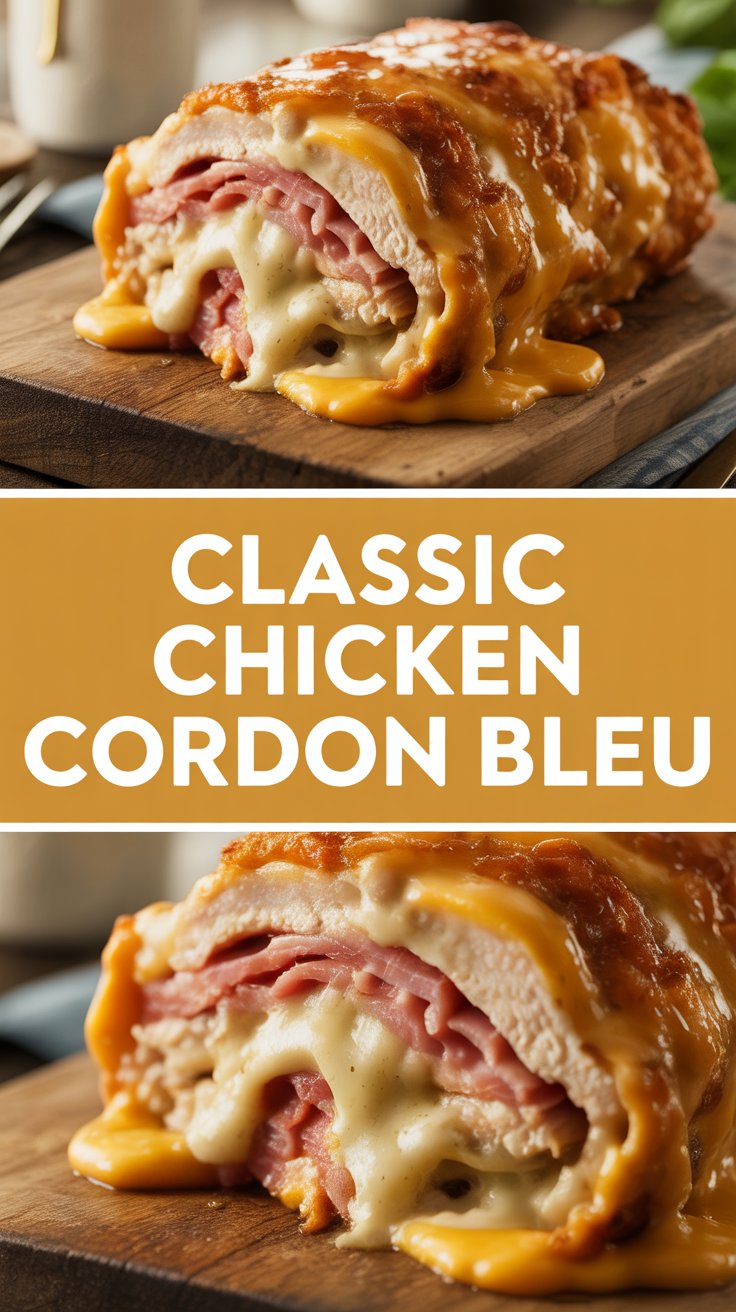 Classic chicken cordon bleu with ham and Swiss cheese